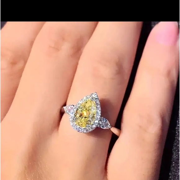 Luxury Topaz Faux Sapphire Birthstone 925 Silver Plated Teardrop - Picture 1 of 3